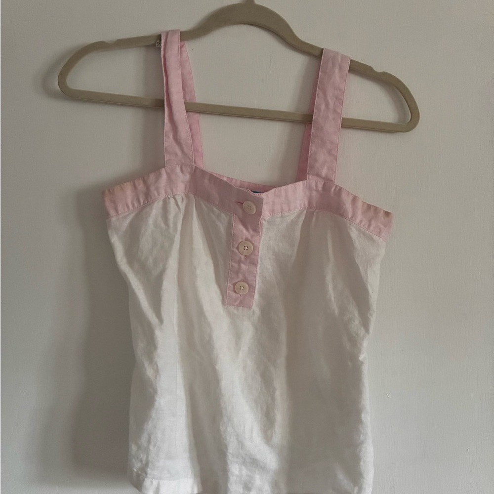 Pink and White Sleeveless Top